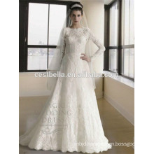 Long Sleeve muslim bridal wedding dress Abaya muslim hijab wedding dress